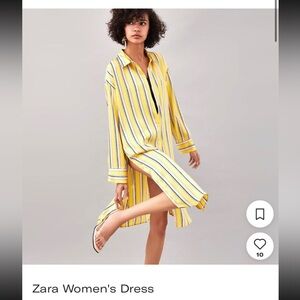 Zara Yellow and Blue Striped Shirt Button Up Dress / Swim Coverup
